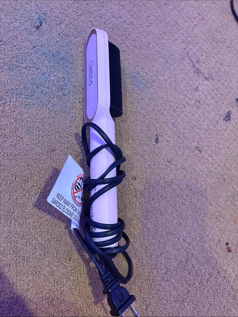 White/Cream Corded Hair Straightening Brush